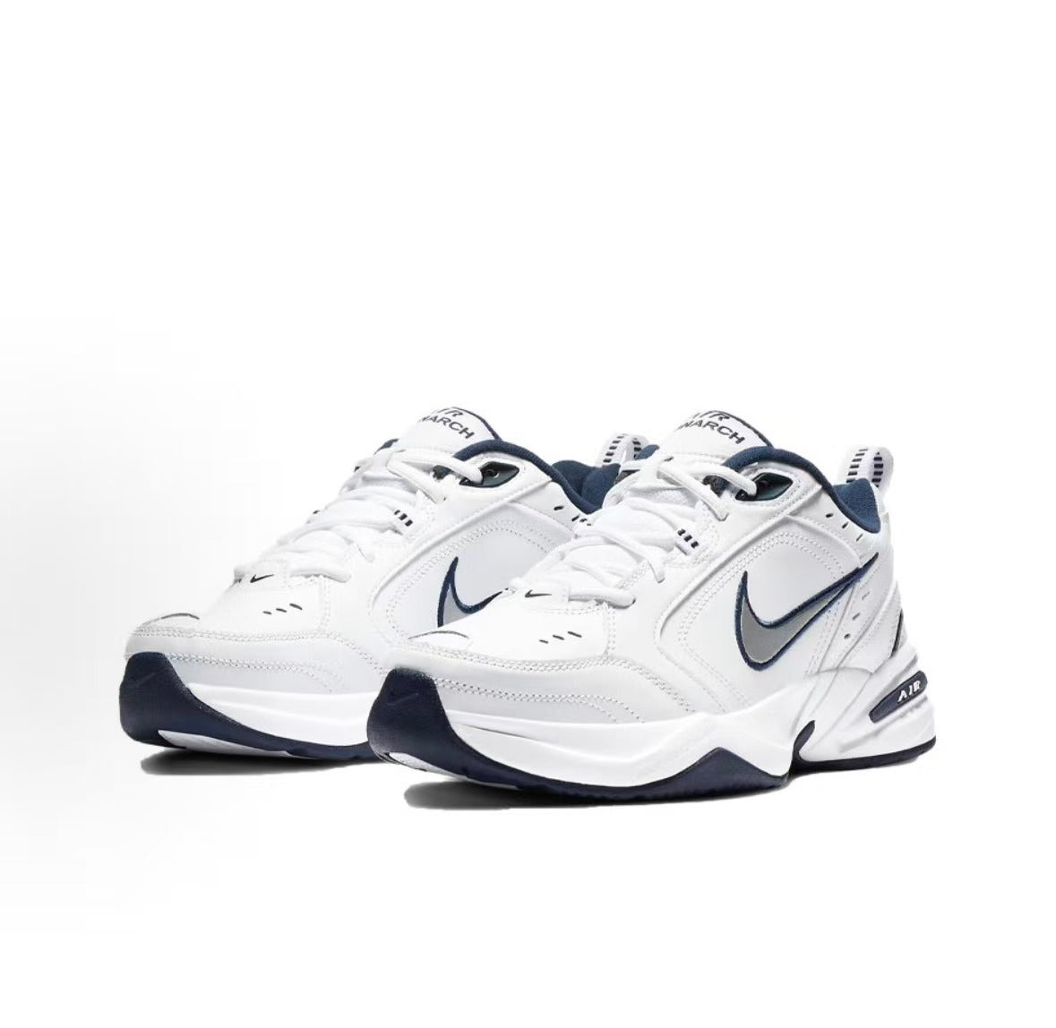 Nike Air Monarch White & Navy Sneakers | 415445-102