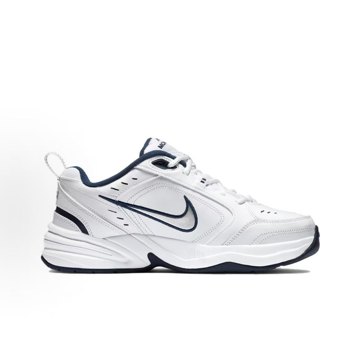 Nike Air Monarch White & Navy Sneakers | 415445-102